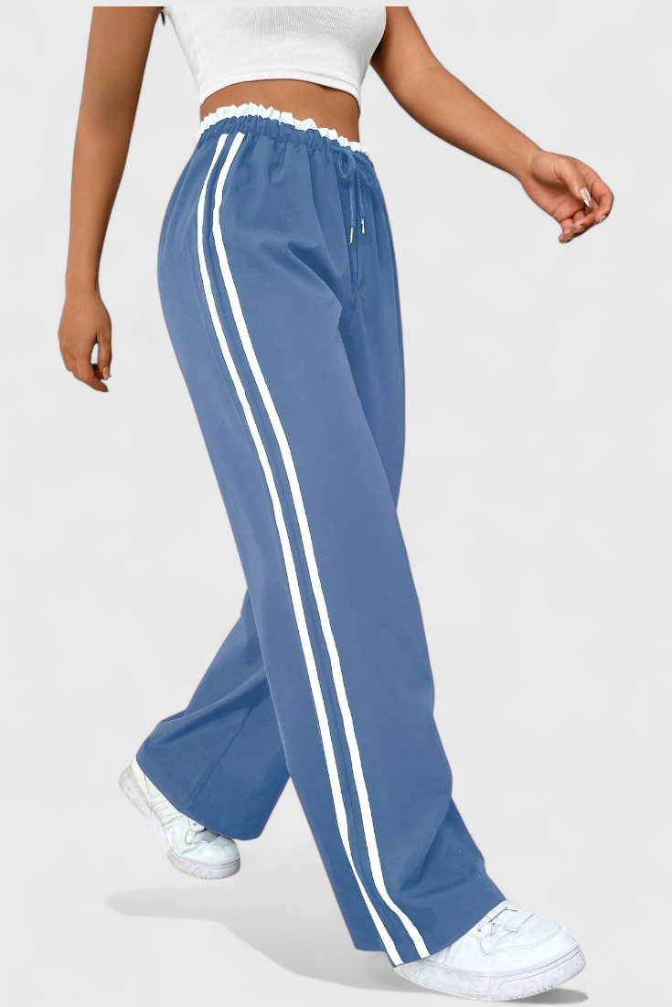 Alanys Pantalón Deportivo de Pierna Ancha con Detalle Lateral