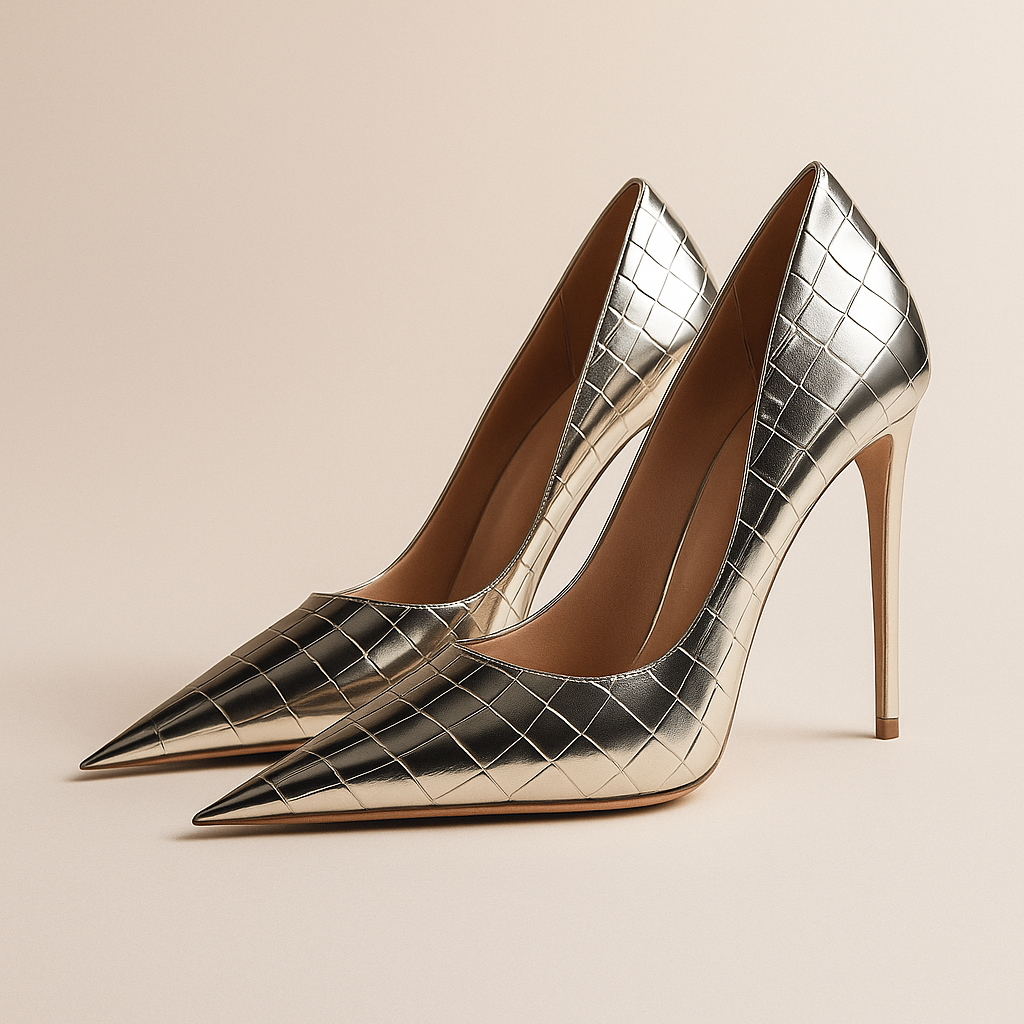 Noir Éclat™ – Tacones de Cocodrilo Esculpidos