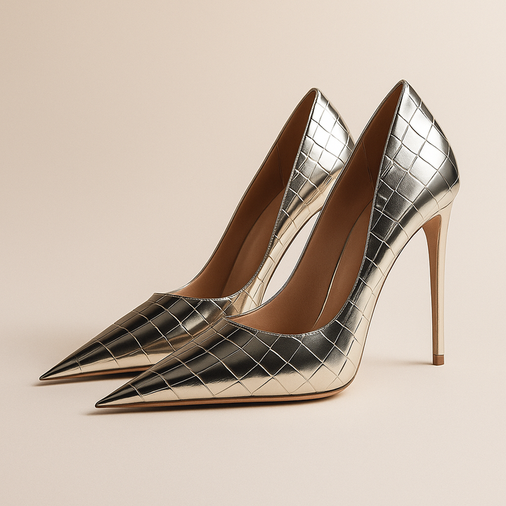 Noir Éclat™ – Tacones de Cocodrilo Esculpidos