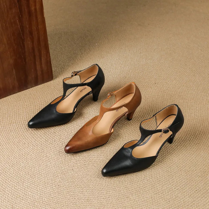 Tacones Altos de Cuero Auténtico Triana